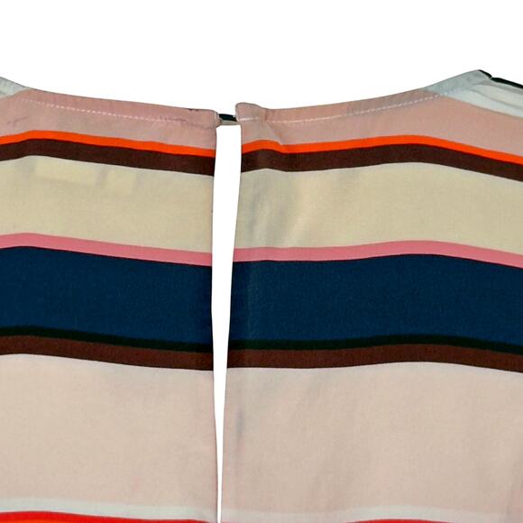 Kate Spade Spice Things Up Flutter Sleeve Multi-Colored Stripe 100% Silk Top LRG - Picture 4 of 8